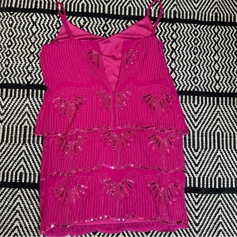 Laundry by Shelli‎ Segal Hot Pink Sequin Beaded Mini Dress • Size 6 Homecoming - Picture 7 of 13